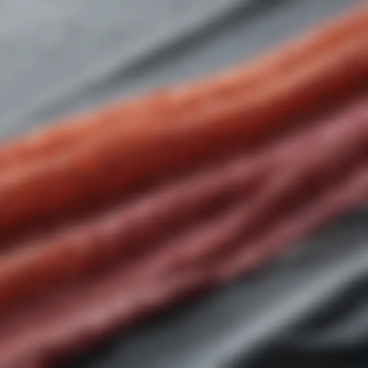 A close-up view of a fabric sample dyed with acrylic, highlighting texture and color depth.