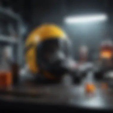 A visual representation of safety gear used during the acrylic dyeing process.