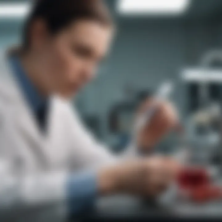 A laboratory technician conducting a blood test to diagnose anaplasmosis in livestock.