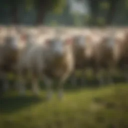 A healthy flock of sheep grazing on lush pasture