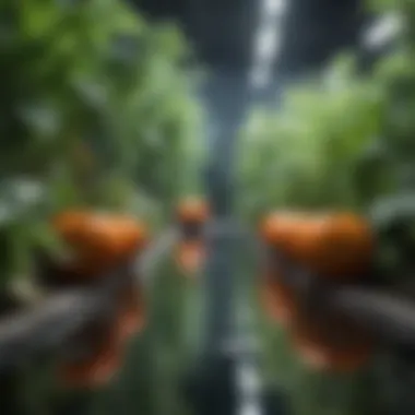 Close-up of vibrant vegetables thriving in aquaponics
