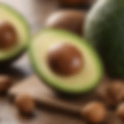 Avocado and nuts representing healthy fats