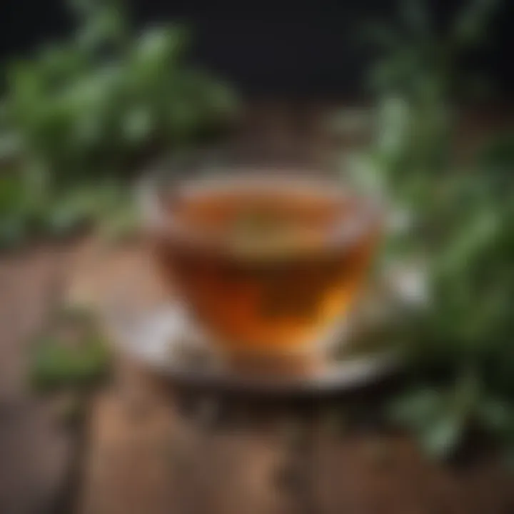 Infographic showing health benefits and potential side effects of herbs in the tea.