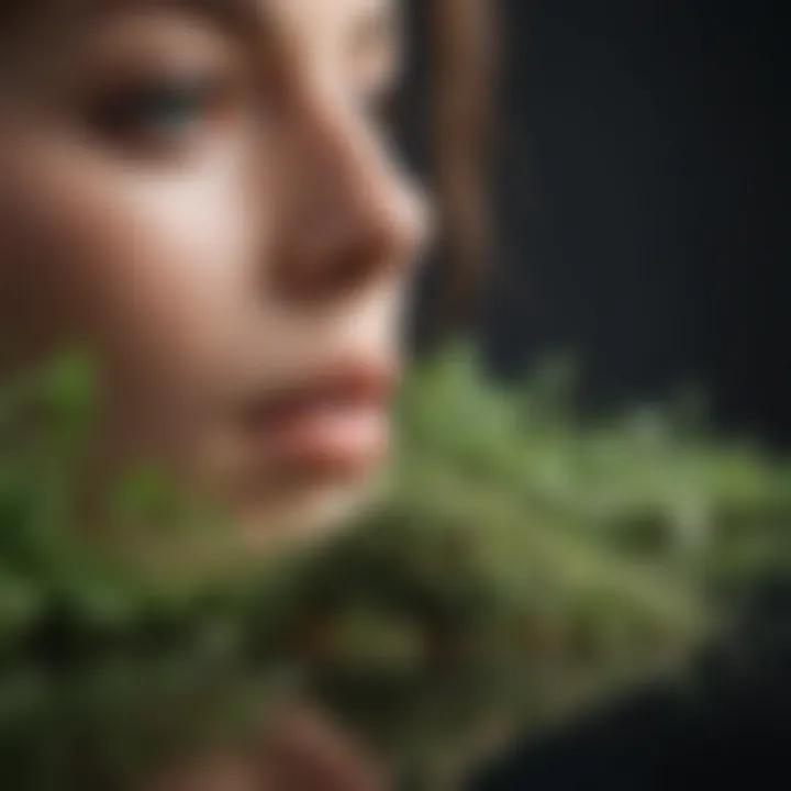 A close-up visual representation of the calming effects of sedative herbs on the mind.