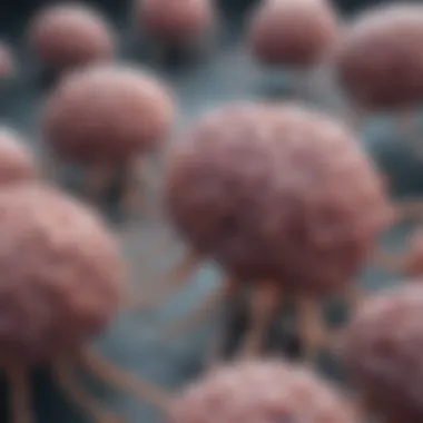 Microscopic View of Brain Cancer Cells A detailed illustration of brain cancer cells under a microscope.