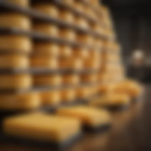 Different varieties of American cheese displayed
