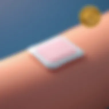 Detailed view of transdermal estradiol patch applied on skin