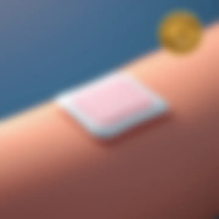 Detailed view of transdermal estradiol patch applied on skin