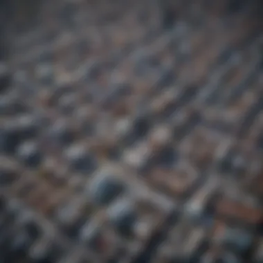 Aerial View of High-Definition City Mapping An aerial view of a city with detailed mapping layers