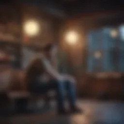 A person contemplating their social media interactions while sitting alone.