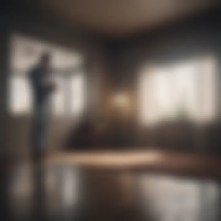 A person engaged in a video call, juxtaposed with an empty room.