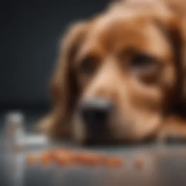 Close-up of a dog with a prescription bottle