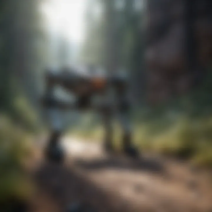 A dynamic robot navigating complex terrain