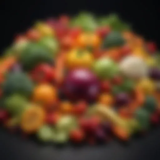 A colorful array of vegetables and fruits reflecting a balanced lacto-ovo vegetarian diet