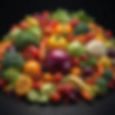 Vibrant Lacto-Ovo Vegetarian Produce A colorful array of vegetables and fruits reflecting a balanced lacto-ovo vegetarian diet