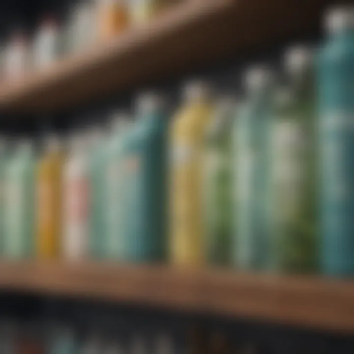 Display of various natural mouthwash alternatives on a shelf.