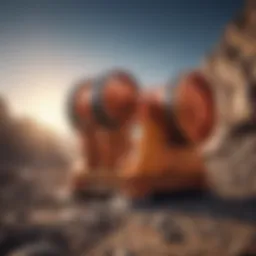 Jaw crusher in action crushing rocks