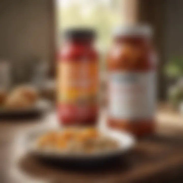 A close-up of a supplement bottle alongside a healthy meal.