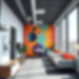 Vibrant rubber wall coverings enhancing a commercial space