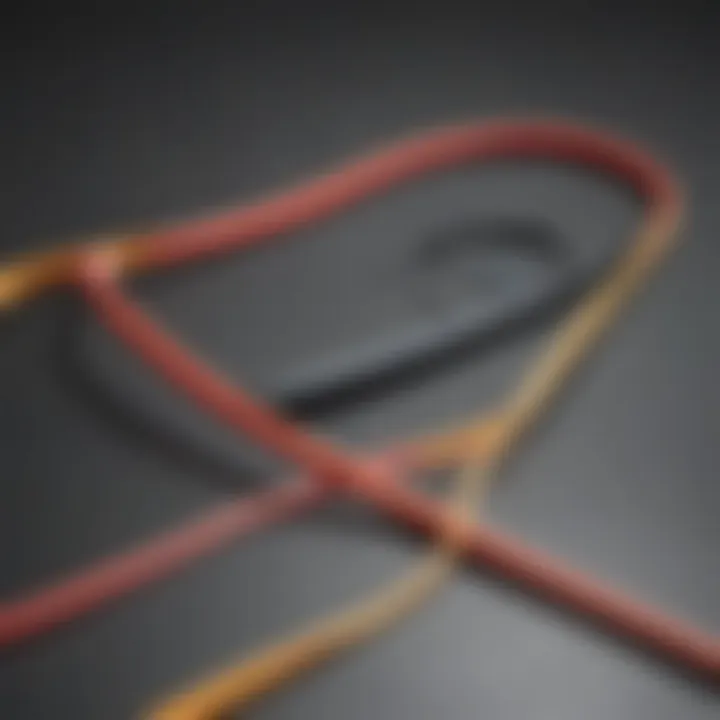 A close-up of a resistance band being utilized for isometric training