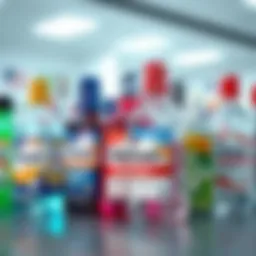 Triclosan mouthwash bottles on display