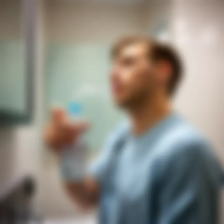 Proper Usage of Mouthwash Consumer using mouthwash in bathroom