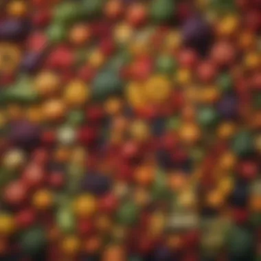 Nutritional Diversity and Mental Health Colorful array of fruits and vegetables representing nutritional diversity