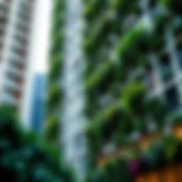 Lush vertical garden on a modern building facade