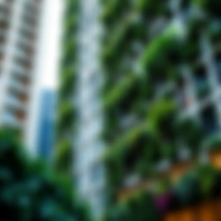 Vertical Garden Integration in Architecture Lush vertical garden on a modern building facade