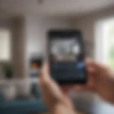 User Interaction with Smart Home Systems User engaging with a smart home interface on a mobile device
