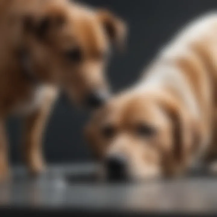 Veterinarian examining a dog's health