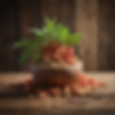 Ashwagandha roots on a wooden surface