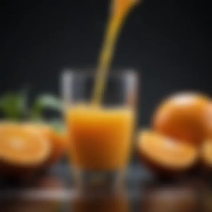 A glass of fresh orange juice showcasing its appealing color