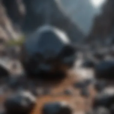 Natural Habitat of Obsidian Geological formations where obsidian is typically found, illustrating its natural habitat.