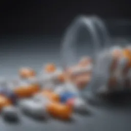 A close-up of a medication bottle with pills partially visible, emphasizing adherence.