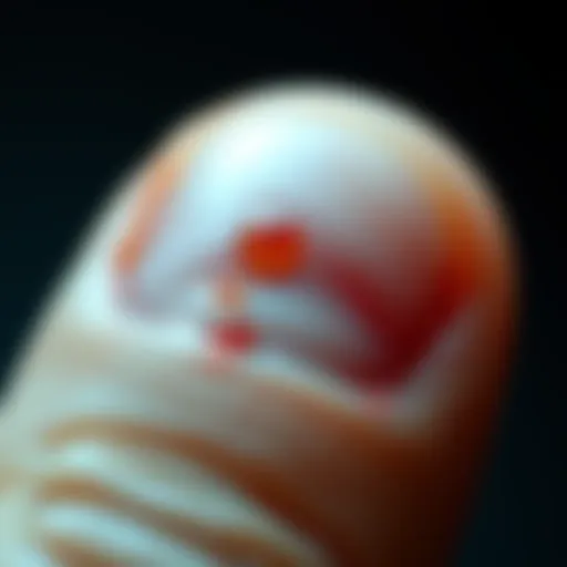 Close-up view of fingernails showing psoriasis symptoms