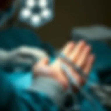 Surgical tools displayed for carpal tunnel release