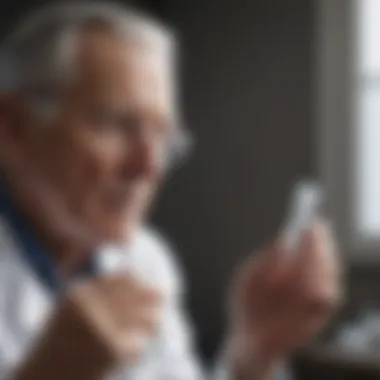 Elderly individual reviewing medical information about PSA