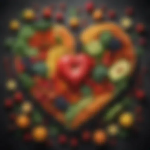 A colorful array of fresh fruits and vegetables representing a heart-healthy diet.