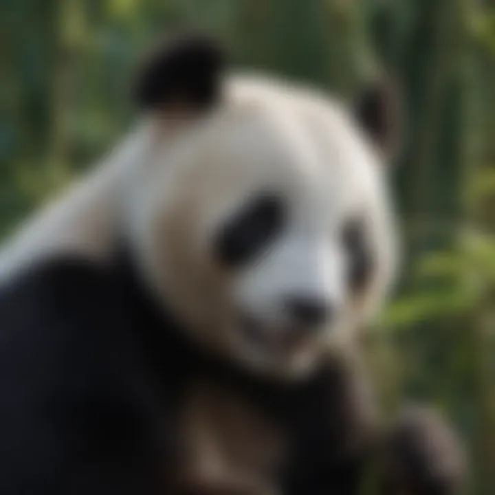 Close-up of giant panda eating bamboo