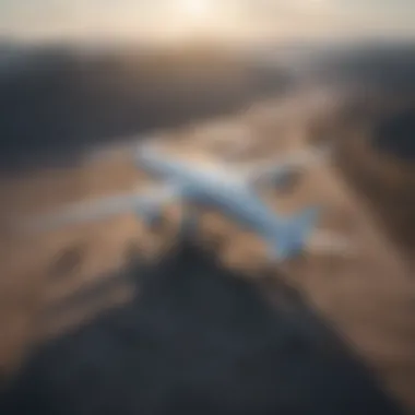 Aerial Survey of Airplane by Drone An aerial view of a drone surveying a large airplane