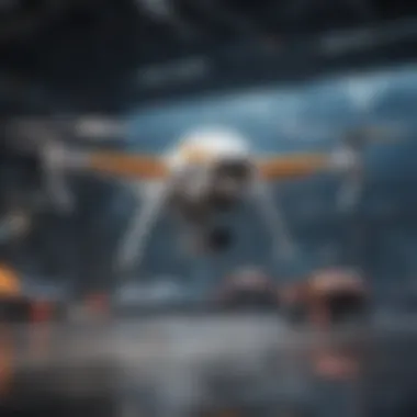 Futuristic Drone Usage in Aviation Safety A futuristic concept of drone usage in aviation safety