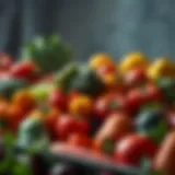 Colorful variety of healthy fruits and vegetables