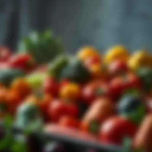 Colorful variety of healthy fruits and vegetables