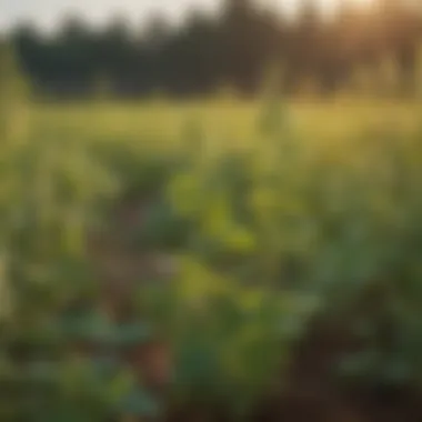 Oregano in Sustainable Agriculture A vibrant agricultural field showcasing oregano plants thriving in natural sunlight