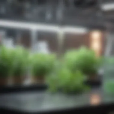 A laboratory setting showing oregano extracts being analyzed for their properties