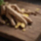 Ginger root on a wooden surface