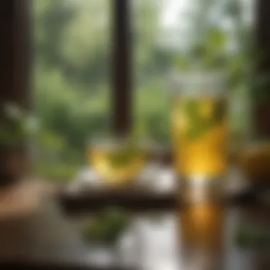 Relaxation with Lemon Balm Tea A serene setting depicting a person enjoying lemon balm tea for relaxation
