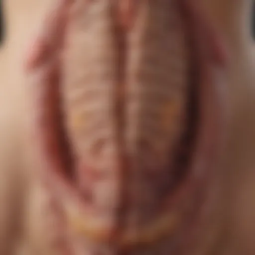 Illustration of the colonic mucosa affected by ulcerative colitis