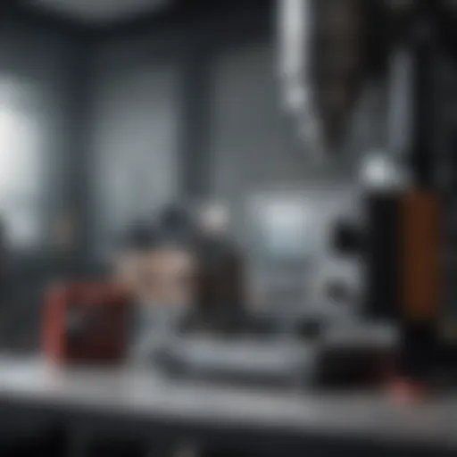 Ultrasonic testing equipment set up for weld examination